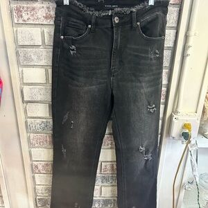 Risen Jeans ladies 9 black distressed jeans